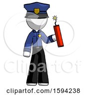 Poster, Art Print Of White Police Man Holding Dynamite With Fuse Lit