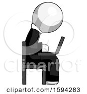 Poster, Art Print Of White Clergy Man Using Laptop Computer While Sitting In Chair View From Side