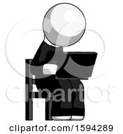 Poster, Art Print Of White Clergy Man Using Laptop Computer While Sitting In Chair Angled Right