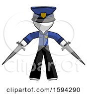 Poster, Art Print Of White Police Man Two Sword Defense Pose