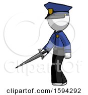 White Police Man With Sword Walking Confidently