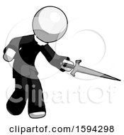 White Clergy Man Sword Pose Stabbing Or Jabbing