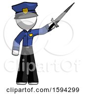 White Police Man Holding Sword In The Air Victoriously
