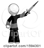 White Clergy Man Holding Sword In The Air Victoriously