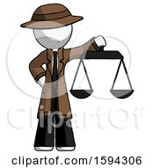 Poster, Art Print Of White Detective Man Holding Scales Of Justice