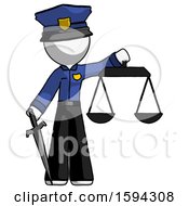 Poster, Art Print Of White Police Man Justice Concept With Scales And Sword Justicia Derived