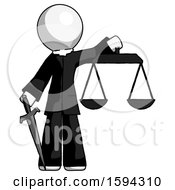 Poster, Art Print Of White Clergy Man Justice Concept With Scales And Sword Justicia Derived