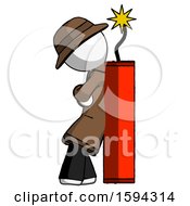 Poster, Art Print Of White Detective Man Leaning Against Dynimate Large Stick Ready To Blow