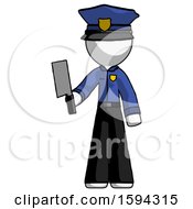 Poster, Art Print Of White Police Man Holding Meat Cleaver