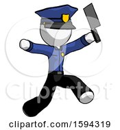 Poster, Art Print Of White Police Man Psycho Running With Meat Cleaver