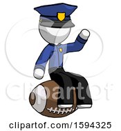 Poster, Art Print Of White Police Man Sitting On Giant Football