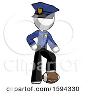 Poster, Art Print Of White Police Man Standing With Foot On Football