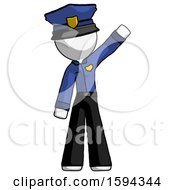 White Police Man Waving Emphatically With Left Arm