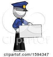 Poster, Art Print Of White Police Man Presenting Large Envelope