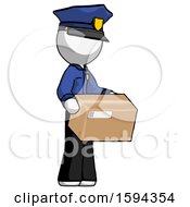 Poster, Art Print Of White Police Man Holding Package To Send Or Recieve In Mail
