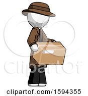Poster, Art Print Of White Detective Man Holding Package To Send Or Recieve In Mail