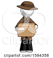 Poster, Art Print Of White Detective Man Holding Box Sent Or Arriving In Mail