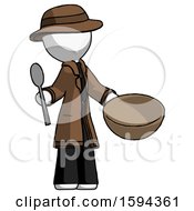 Poster, Art Print Of White Detective Man With Empty Bowl And Spoon Ready To Make Something