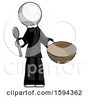 Poster, Art Print Of White Clergy Man With Empty Bowl And Spoon Ready To Make Something