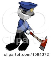 Poster, Art Print Of White Police Man Striking With A Red Firefighters Ax