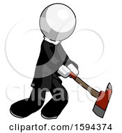 Poster, Art Print Of White Clergy Man Striking With A Red Firefighters Ax