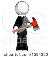 Poster, Art Print Of White Clergy Man Holding Red Fire Fighters Ax
