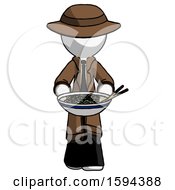 Poster, Art Print Of White Detective Man Serving Or Presenting Noodles