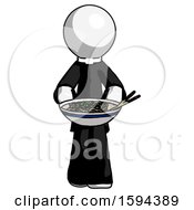 White Clergy Man Serving Or Presenting Noodles