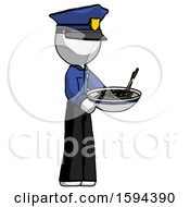 Poster, Art Print Of White Police Man Holding Noodles Offering To Viewer