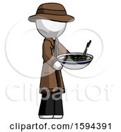 Poster, Art Print Of White Detective Man Holding Noodles Offering To Viewer