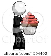Poster, Art Print Of White Clergy Man Holding Large Cupcake Ready To Eat Or Serve