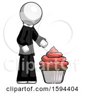 Poster, Art Print Of White Clergy Man With Giant Cupcake Dessert