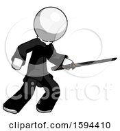 Poster, Art Print Of White Clergy Man Stabbing With Ninja Sword Katana