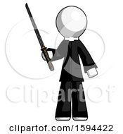 Poster, Art Print Of White Clergy Man Standing Up With Ninja Sword Katana