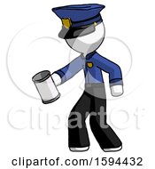 Poster, Art Print Of White Police Man Begger Holding Can Begging Or Asking For Charity Facing Left