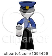 Poster, Art Print Of White Police Man Begger Holding Can Begging Or Asking For Charity