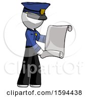 Poster, Art Print Of White Police Man Holding Blueprints Or Scroll