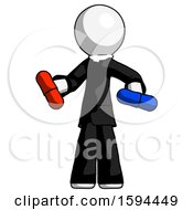 Poster, Art Print Of White Clergy Man Red Pill Or Blue Pill Concept