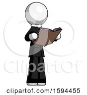 Poster, Art Print Of White Clergy Man Reading Book While Standing Up Facing Away