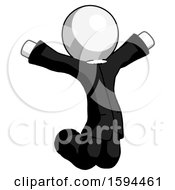 White Clergy Man Jumping Or Kneeling With Gladness