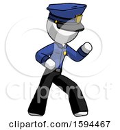 Poster, Art Print Of White Police Man Martial Arts Defense Pose Right