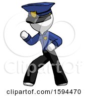 White Police Man Martial Arts Defense Pose Left