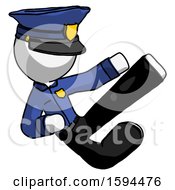 Poster, Art Print Of White Police Man Flying Ninja Kick Right