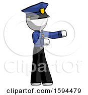 Poster, Art Print Of White Police Man Presenting Something To His Left