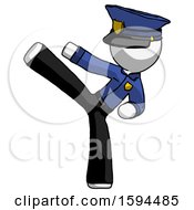 White Police Man Ninja Kick Left