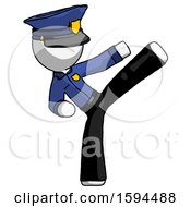 Poster, Art Print Of White Police Man Ninja Kick Right