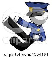 Poster, Art Print Of White Police Man Flying Ninja Kick Left