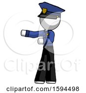 Poster, Art Print Of White Police Man Presenting Something To His Right