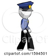 Poster, Art Print Of White Police Man Walking Turned Right Front View