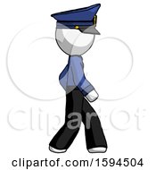 White Police Man Walking Right Side View